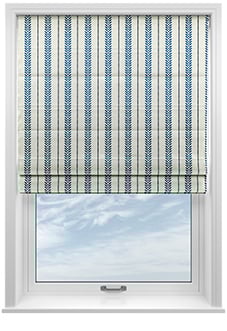 Laurel Stripe, Royal - Motorised Roman Blind